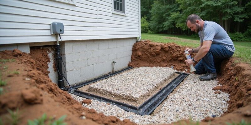 Exterior basement waterproofing system diagram